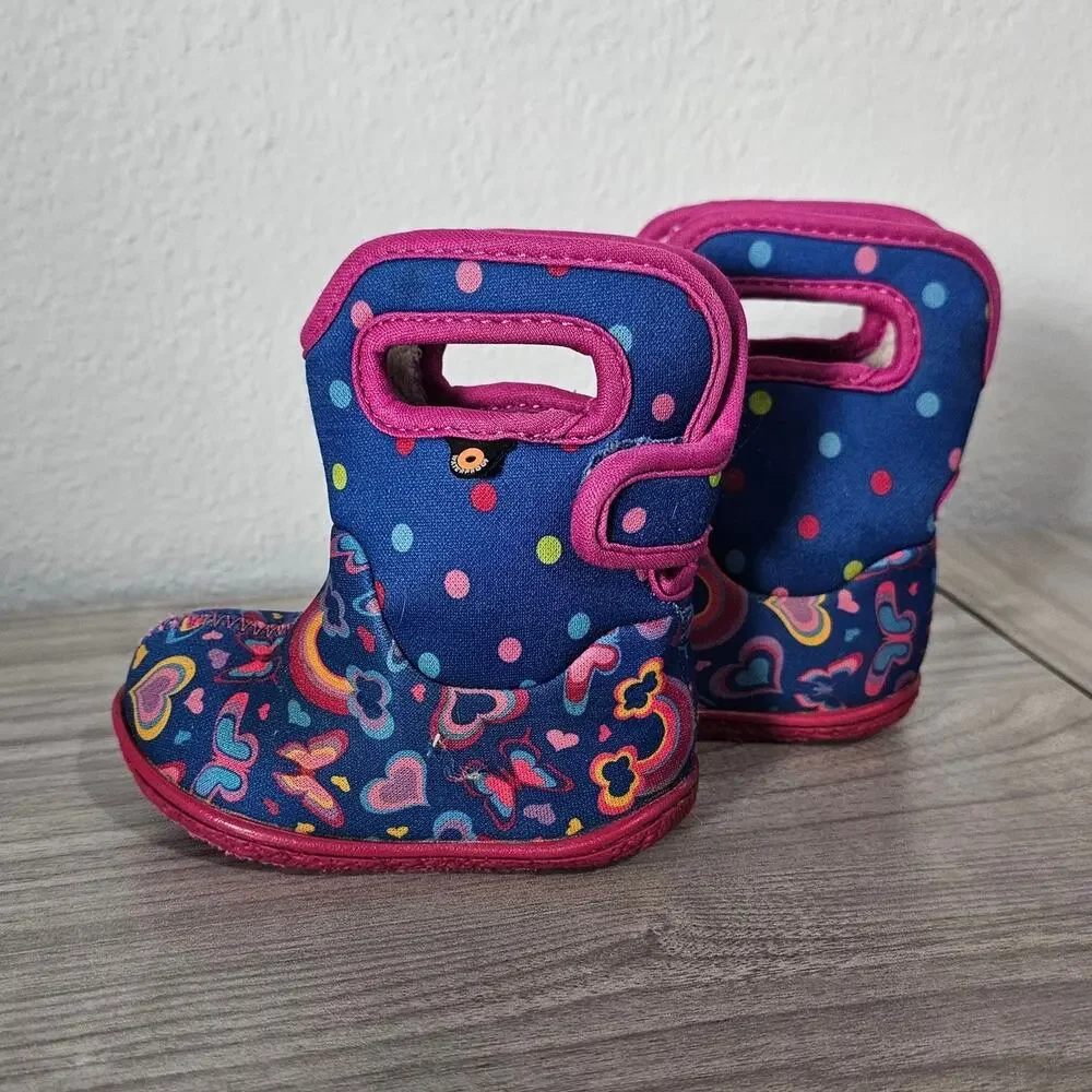 BOGS Baby II Boots Waterproof Rainbow Blue Pink Toddler Infants US 4 Outdoors